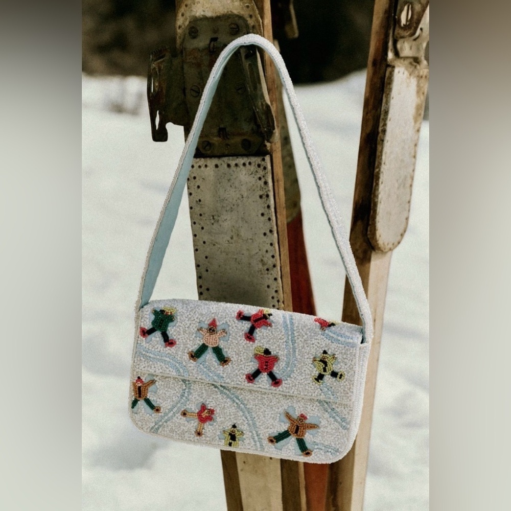 Anthropologie The Fiona Beaded Bag: Winter Icon Edition NWT Snow Angels